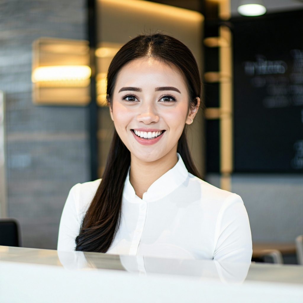 Front desk support asian agents with bright smile-1-1
